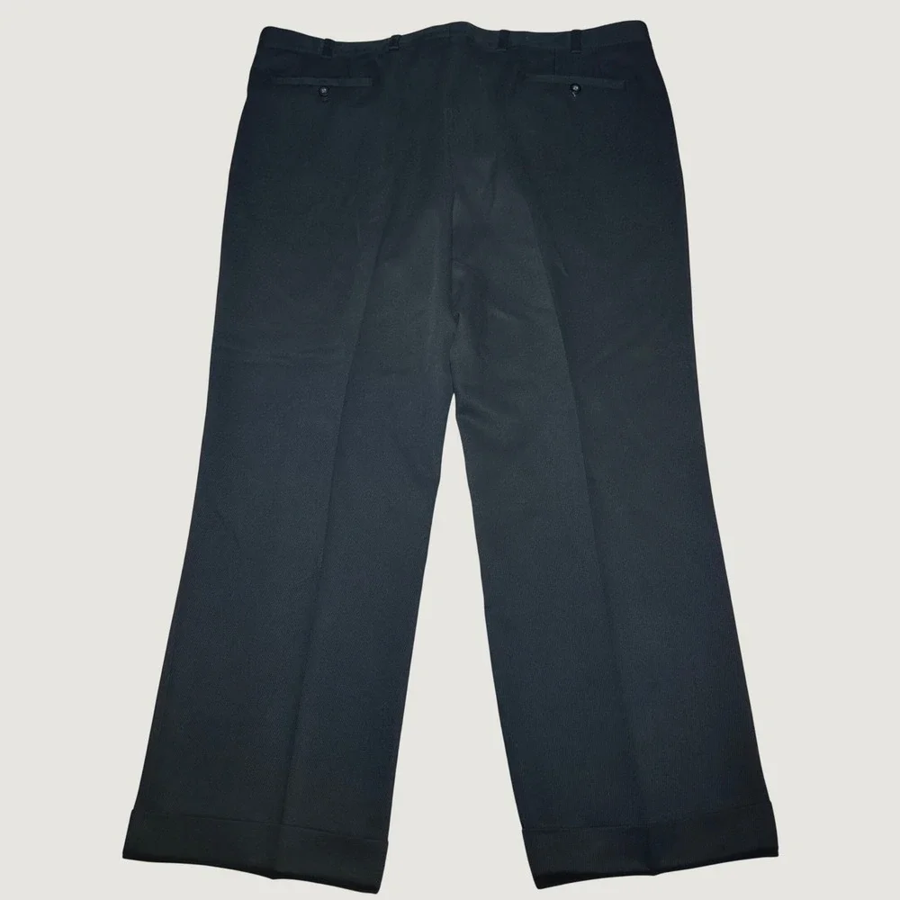 Coppley Dress Pants Men 42R Miami Flat Front Cuffed Microfiber Poly Tencel Black